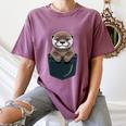Pocket Otter Lover Introvert Cute Animal Fun Surprise Women's Comfort Colors T-Shirt Blue Jean