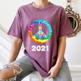 2021 Graduation Class Year Tie Dye Peace Sign Graduate Shirt Women's Comfort Colors T-Shirt Moss