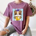 Bulldog Anime Pup Graduation Women's Comfort Colors T-Shirt Moss