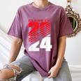 Class Of 2024 High School Senior Graduation Red Sports Style Women's Comfort Colors T-Shirt Moss