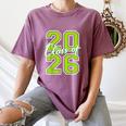Class Of 2026 Graduation Varsity Lime Green Letters Women's Comfort Colors T-Shirt Moss