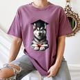 Siberian Husky Dog Graduation Cap Training School Graduate Men Women Kids Women's Comfort Colors T-Shirt Moss