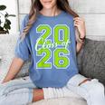 Class Of 2026 Graduation Varsity Lime Green Letters Women's Comfort Colors T-Shirt Blue Jean