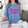 Coquette Pink Bow Senior 2027 Class Of Graduation Women's Comfort Colors T-Shirt Blue Jean