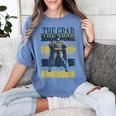 DC Comics Graduation Batman The Grad Power Stance Women's Comfort Colors T-Shirt Blue Jean
