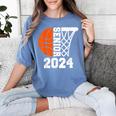 Graduate Senior Class Of 2024 Basketball Player Graduation Women's Comfort Colors T-Shirt Blue Jean