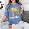 Graduation Rollin' Outta Preschool Monster Truck Boys Pre-K Women's Comfort Colors T-Shirt Blue Jean