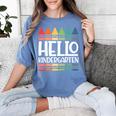 Hello Kindergarten First Day Back To School Graduation Women's Comfort Colors T-Shirt Blue Jean