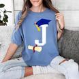 Kids Initial J Letter For Boys Preschool Graduation Kindergarten Women's Comfort Colors T-Shirt Blue Jean