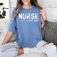 Nurse Est 2018 Nursing School Graduation Women's Comfort Colors T-Shirt Blue Jean