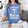 Nursing School Graduation Shirt I Survived RN Gift Women's Comfort Colors T-Shirt Blue Jean