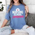 Nursing School Survivor Shirt Graduation Party Tee Women's Comfort Colors T-Shirt Blue Jean