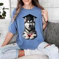 Siberian Husky Dog Graduation Cap Training School Graduate Men Women Kids Women's Comfort Colors T-Shirt Blue Jean