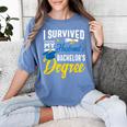 i Survived My Husbands Bachelors Degree Graduation Gifts Women's Comfort Colors T-Shirt Blue Jean