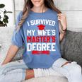 I Survived My Wife's Master's Degree Graduation Women's Comfort Colors T-Shirt Blue Jean