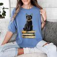 Cat Sitting On Books Women's Comfort Colors T-Shirt Chalky Mint