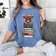 Cute Highland Cow With Book Floral Bookworm Librarian Book Women's Comfort Colors T-Shirt Chalky Mint Cute Highland Cow With Book Floral Bookworm Librarian Book Women's Comfort Colors T-Shirt Chalky Mint