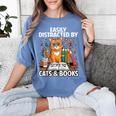 Easily Distracted By Cats And Books Book Lover Cat Women's Comfort Colors T-Shirt Chalky Mint