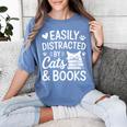 Easily Distracted By Cats And Books Reading Apparel Women's Comfort Colors T-Shirt Chalky Mint