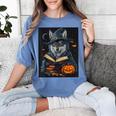 Halloween Girls Boys Cute Wolf Book Pumpkin Kids Halloween Women's Comfort Colors T-Shirt Chalky Mint