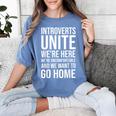 Introverts Unite We'Re Here We'Re Uncomfortable Women's Comfort Colors T-Shirt Chalky Mint