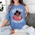 Just A Girl Who Loves Books Cute African American Afro Women's Comfort Colors T-Shirt Chalky Mint