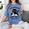 Read Banned Books Drink Coffee Fight Evil Retro Cat Women's Comfort Colors T-Shirt Chalky Mint