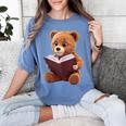 Teddy Bear Reading a Book Women's Comfort Colors T-Shirt Chalky Mint
