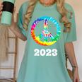 2023 Graduation Class Year Tie Dye Peace Sign Graduate Shirt Women's Comfort Colors T-Shirt Chalky Mint