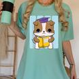 Bulldog Anime Pup Graduation Women's Comfort Colors T-Shirt Chalky Mint