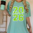 Class Of 2026 Graduation Varsity Lime Green Letters Women's Comfort Colors T-Shirt Chalky Mint