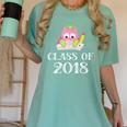 Cute Pink School Owl Class Of 2018 Graduation Women's Comfort Colors T-Shirt Chalky Mint