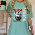 Fun Trendy UFO Sloth Graduation Class Of 2024 Senior Women's Comfort Colors T-Shirt Chalky Mint