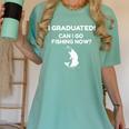 I Graduated Can I Go Fishing Graduation T-Shirt Women's Comfort Colors T-Shirt Chalky Mint