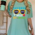 Graduation Shirt Goodbye Kindergarten Hello 1st Grade School Women's Comfort Colors T-Shirt Chalky Mint