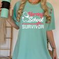 Graduation Shirt For Nurses Nursing School Survivor Tee Women's Comfort Colors T-Shirt Chalky Mint
