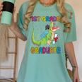 Kids 1st Grade Graduate Dinosaur Trex 1st Grade Graduation Women's Comfort Colors T-Shirt Chalky Mint