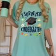 Kindergarten Graduation Shirt I Survived Kindergarten Women's Comfort Colors T-Shirt Chalky Mint
