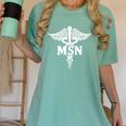 MSN Letters On Caduceus Medical Emblem MSN Nurse Graduation Women's Comfort Colors T-Shirt Chalky Mint