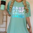 Next Stop Kindergarten Groovy Graduation Last Day Of School Women's Comfort Colors T-Shirt Chalky Mint