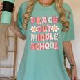 Peace Out Middle School Graduation Groovy Last Day Of School Women's Comfort Colors T-Shirt Chalky Mint