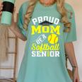 Proud Mom Of a Softball Senior Class Of 2025 Graduation Women's Comfort Colors T-Shirt Chalky Mint
