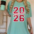 Senior 2026 Graduation Varsity Red Letters On The Back Women's Comfort Colors T-Shirt Chalky Mint