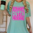 Straight Outta Preschool Class Graduation Pink Women's Comfort Colors T-Shirt Chalky Mint