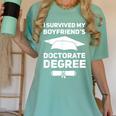 I Survived My Boyfriend's Doctorate Degree Graduation Women's Comfort Colors T-Shirt Chalky Mint