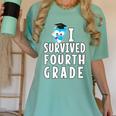 I Survived Fourth Grade Graduation Kids Owl Grad Women's Comfort Colors T-Shirt Chalky Mint