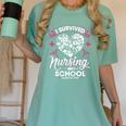I Survived Nursing School Class Of 2018 Graduation T-Shirt Women's Comfort Colors T-Shirt Chalky Mint