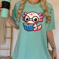 Adorable Book Lover Axolotl With Reading Glasses Cute Women's Comfort Colors T-Shirt Violet Adorable Book Lover Axolotl With Reading Glasses Cute Women's Comfort Colors T-Shirt Violet