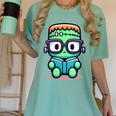 Book Lover Frankenstein's Monster With Reading Glasses Women's Comfort Colors T-Shirt Violet