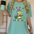 All Booked For Mardi Gras Crocodile Reading Book Teacher Women's Comfort Colors T-Shirt Violet